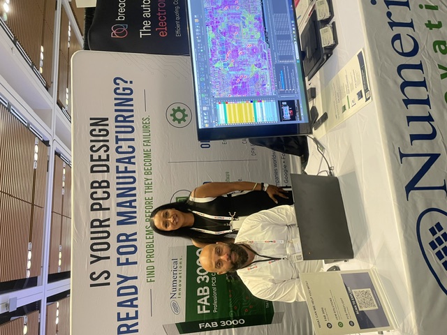 Miranda Yip and Simon Garrison at the Numerical Innovations booth at PCB West 2026